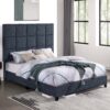 Queen Size Squares Upholstered Platform Bed - Navy Blue Denim - Image 12