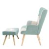Accent Chair With Ottoman, Living Room Chair And Ottoman Set, Comfy Side Armchair For Bedroom, Creative Splicing Cloth Surface - Blue - Image 9