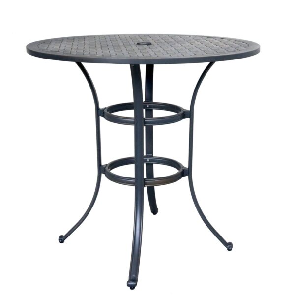 Round 4 Person 42" Long Aluminum Bar Height Dining Set With Cushions - Dupione Brown