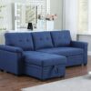 Lucca - Linen Reversible Sleeper Sectional Sofa With Storage Chaise - Blue - Image 4