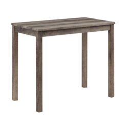 Lux - 3 Piece Counter Height Pub Table With Tufted Linen Stools (Set of 3) - Brown And Creamy White