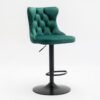 Swivel Velvet Barstools Adjusatble Seat Height, Modern Upholstered Bar Stools With Backs Comfortable Tufted For Home Pub And Kitchen Island (Set of 2) - Green - Image 3