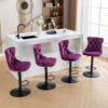 Swivel Velvet Barstools Adjusatble Seat Height , Modern Upholstered Bar Stools With Backs Comfortable Tufted For Home Pub And Kitchen Island (Set of 2) - Purple - Image 20