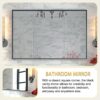 Glossy Bathroom Mirrors For Wall Rectangle Vanity Mirror Corner Hangs Farmhouse Mirror Modern Metal Framed Rectangular Mirror, Decorative Square Corner Mirror (Horizontal & Vertical) - Black - Image 9