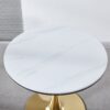 Tulip Table Mid-Century Dining Table For 2 - 4 People With Round MDF Table Top, Pedestal Dining Table, End Table Leisure Coffee Table, Ceramic And MDF Top - Golden / White - Image 6