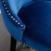 Contemporary Velvet Upholstered Wing-Back Barstools With Button Tufted Decoration And Wooden Legs, And Chrome Nailhead Trim, Leisure Style Bar Chairs, Bar Stools (Set of 4) - Blue - Image 11