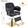 Elegant Barber Chair, Salon Chair For Hair Stylis, With Heavy Duty Hydraulic Pump Adjustable Barber Chair For Beauty Salon Spa Equipment - Golden / Black - Image 9