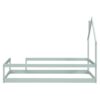 Twin Size Wood Bed With House-Shaped Headboard Floor Bed With Fences - Light Green - Image 9