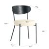 Modern Gray Simple Dining Chair Upholstered Chair Family Bedroom Stool Back Dressing, Black Round Table Set, Bentwood Covered With Ash Veneer Chair Back, Chair Metal Legs (Set of 3) - Black / Cream - Image 13