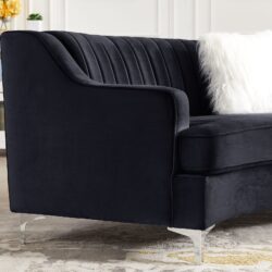 Velvet Curved Sofa - Black