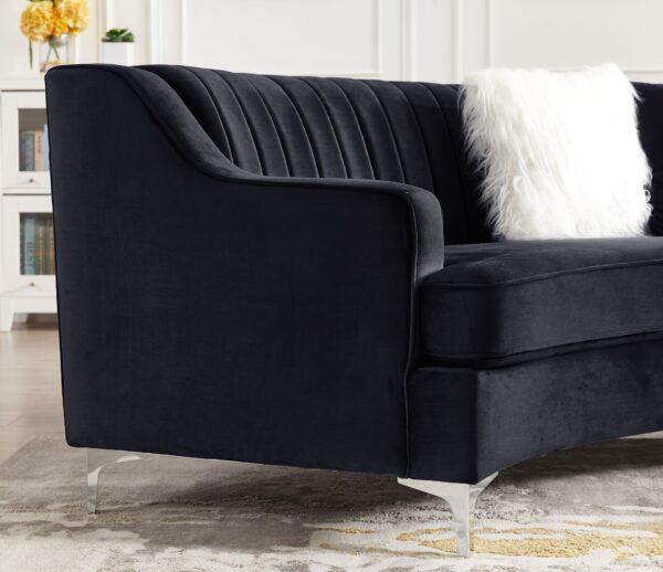 Velvet Curved Sofa - Black
