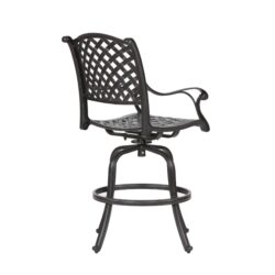 Patio Outdoor Aluminum Bar Stool With Cushion (Set of 2) - Navy Blue