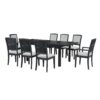 Topmax - Rustic Extendable Dining Table Set With Removable Leaf, 6 Upholstered Armless Dining Chairs And 2 Padded Arm Chairs, 9 Pieces - Black - Image 10