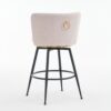 Beige Swivel Bar Stools, High-Back, Adjustable, Upholstered With Elegant Metal Back Accents For Kitchen, Bar, Or Dining Room (Set of 2) - Beige - Image 16