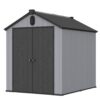 Modern Resin Plastic Storage Shed 6X8Ft For Backyard Garden Tool Storage - Black / Gray - Image 11