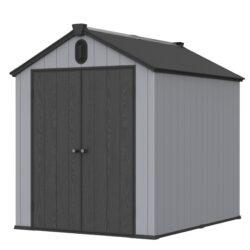 Xwt012 Plastic Storage Shed For Backyard Garden Big Spire Tool Storage - Black / Gray