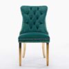 Nikki - Modern, High-End Tufted Solid Wood Contemporary Velvet Upholstered Dining Chair With Golden Stainless Steel Plating Legs, Nailhead Trim (Set of 2) - Green - Image 3
