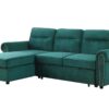 Ashton - Velvet Fabric Reversible Sleeper Sectional Sofa Chaise - Green - Image 3