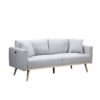 Easton - Linen Fabric Sofa, Loveseat, Chair Living Room With USB Charging Ports Pockets And Pillows (Set of 3) - Light Gray - Image 2