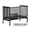 Crib 3 In 1 Convertible, Made Of Sustainable Pinewood, Non Toxic Finish, Comes With Locking Wheels, Wooden Nursery Furniture - Storm Black - Image 9