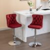 Swivel Velvet Barstools Adjusatble Seat Height From 25-33", Chrome Base Bar Stools With Backs Comfortable Tufted For Home Pub And Kitchen Island, 1712Wr (Set of 2) - Wine Red / Burgundy - Image 19