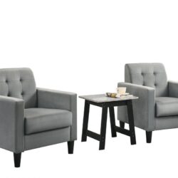 Hale - Velvet Armchairs And End Table Living Room (Set of 3) - Light Gray