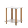2 Piece Side Table, 2 Tier Space End Table, Modern Night Stand, Sofa Table, Side Table With Storage Shelve - White / Oak - Image 13