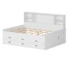 Full Size Captain Daybed With Storage Bookcase Headboard, Captain Bed With Trundle And Three Storage Drawers For Kids Teens Dorm Bedroom Multipurpose Guest Room Or Home - White - Image 8