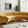 Velvet Curved Sofa - Gold - Image 7