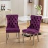Nikki - Modern, High-End Tufted Solid Wood Contemporary Velvet Upholstered Dining Chair With Chrome Stainless Steel Plating Legs, Nailhead Trim (Set of 2) - Purple / Chrome - Image 14