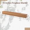Fireplace Mantel Wooden Wall Mounted Floating Shelf 8" Deep Solid Pine Wood - Natural - Image 2