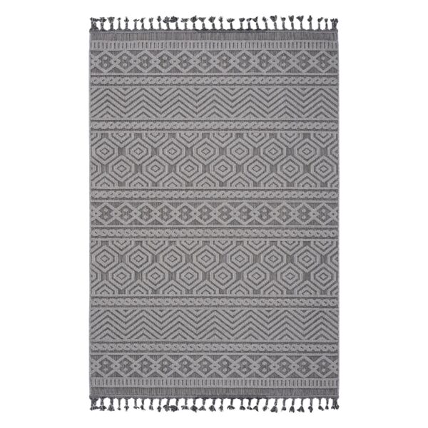 Guros - 4' X 6' Geometric Indoor / Outdoor Area Rug - Gray / White