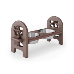 Adjustable Pet Bowl Travel Ready HDPE Durable Poly Lumber Recycled - Brown