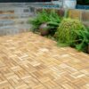 30 Piece Interlocking Deck Tiles Checker Pattern, Square Acacia Hardwood Outdoor Flooring For Patio, Bancony, Pool Side - Yellow - Image 14