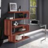 Buck II - Clear Glass, Chrome High Gloss Writing Desk With Shelf - Walnut - Image 4