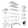7 Tier Metal Shelf Wire Shelving Unit, 2450Lbs Heavy Duty Adjustable Storage Rack With Wheels & Shelf Liners For Closet Kitchen Garage Basement Commercial Shelving - White - Image 2