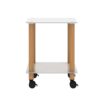 2 Piece Side Table, 2 Tier Space End Table, Modern Night Stand, Sofa Table, Side Table With Storage Shelve - White / Oak - Image 18