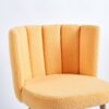 Modern Dining Chair (Set of 2) With Iron Tube Wood Color Legs, Shorthair Cushions And Comfortable Backrest, Suitable For Dining Room, Living Room, Cafe, Simple Structure - Yellow - Image 6