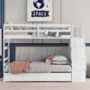 Twin Over Twin Bunk Beds With Twin Trundle And Stairway Storage Function - White - Image 2