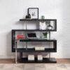 Buck II - Clear Glass, Chrome High Gloss Writing Desk With Shelf - Black - Image 3