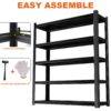 Wide Metal Shelves, With 5 Removable Dividers, Large Capacity, Strong Load Bearing, Suitable For Garage, Kitchen And Office - Black - Image 3