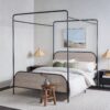 Modern Canopy Queen Bed Frame - Smoked Oak - Image 3