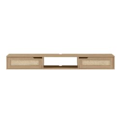 Modern Rattan Door Floating TV Stand For TVs Up To 80" - Coastal Oak