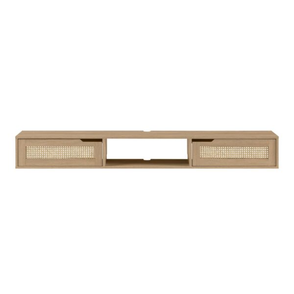 Modern Rattan Door Floating TV Stand For TVs Up To 80" - Coastal Oak