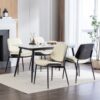 Dining Chairs Mid-Century Modern Retro Faux Leather Chair With Walnut Bentwood Back Upholstered Seat Metal Legs Adjustable Foot For Kitchen Dining Room Chairs (Set of 2) - Beige - Image 19