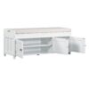Storage Bench With 3 Shutter-Shaped Doors, Shoe Bench With Removable Cushion And Hidden Storage Space - White - Image 12
