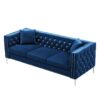 Modern Sofa Jeweled Buttons Tufted Square Arm Couch, 2 Pillows Included - Blue - Image 2
