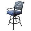 Round 4 Person 42" Long Aluminum Bar Height Dining Set With Cushions - Navy Blue - Image 5