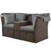 2 Seater Outdoor Patio Daybed Outdoor Double Daybed Outdoor Loveseat Sofa Set With Foldable Awning And Cushions For Garden, Balcony, Poolside - Gray - Image 13