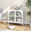 Metal Sideboard Cabinet, Accent Storage Cabinet With 2 Glass Doors, Modern Coffee Bar Cabinet With Adjustable Shelves 154 Lbs Capacity For Kitchen, Living Room And Hallway - White - Image 2